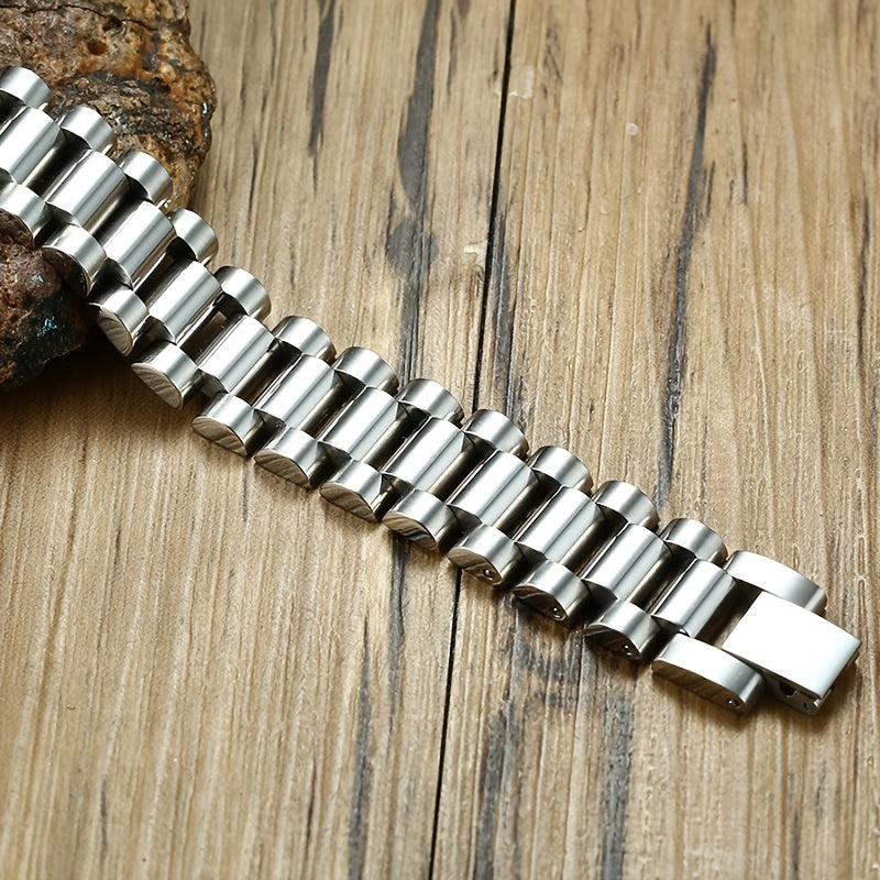 Adjustable Stainless Steel Bracelet - Hip Hop Style Men's Accessories for Holiday Party