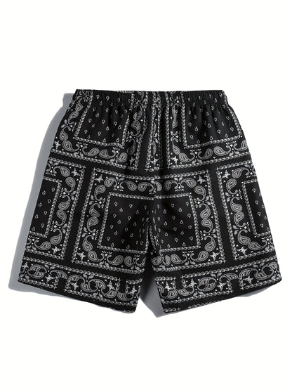 Tropical Print Quick-Dry Men's Board Shorts - Pockets, Machine Washable