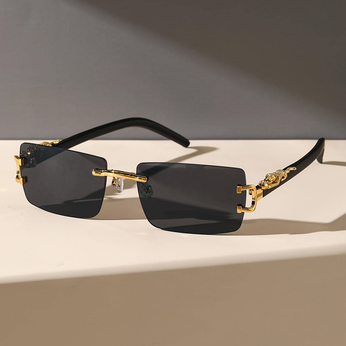 Vintage Leopard Metal Sunglasses - Randless Square Design