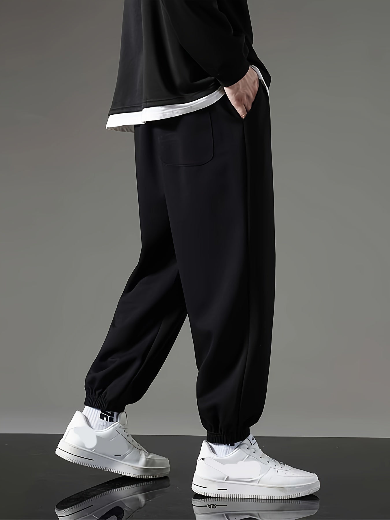 Men's Casual Jogger Pants with Drawstring Waist, Medium Stretch Fabric