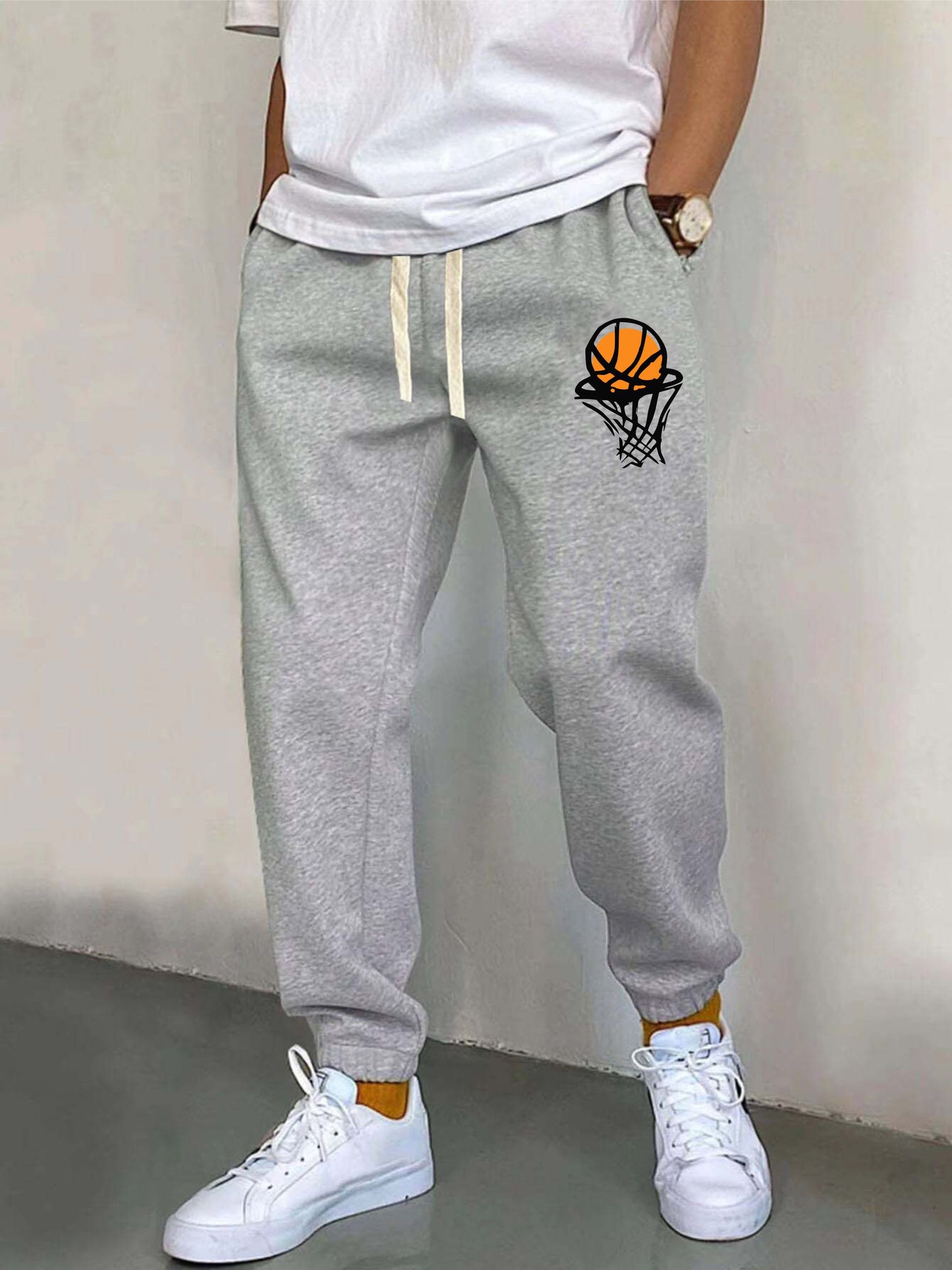 Men's Basketball Jogger Pants - Casual and Comfy with Drawstring and Pockets