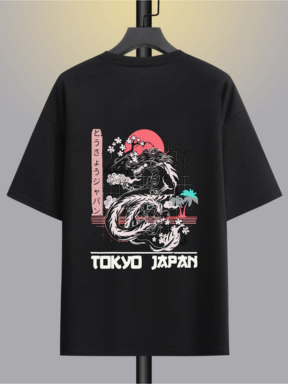 Tokyo Dragon Graphic Print Men's Casual T-Shirt - Summer Outdoor Clothing