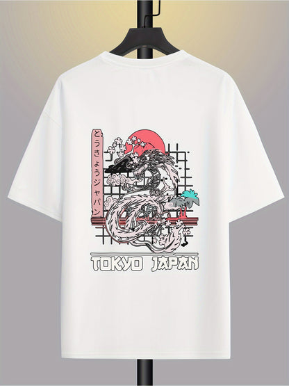 Tokyo Dragon Graphic Print Men's Casual T-Shirt - Summer Outdoor Clothing