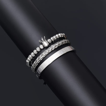 Stylish Stainless Steel Bracelet Set - Luxury and Shine