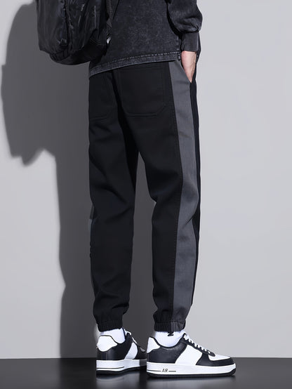 Embroidered Men's Joggers with Stretch Waistband - Casual Sport Pants
