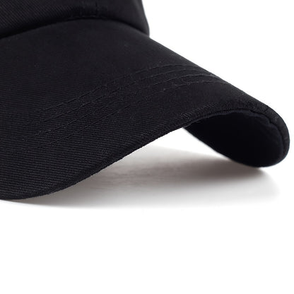 Black Baseball Cap with Sun Protection and Embroidery -Adjustable, Inelastic, Cotton Material