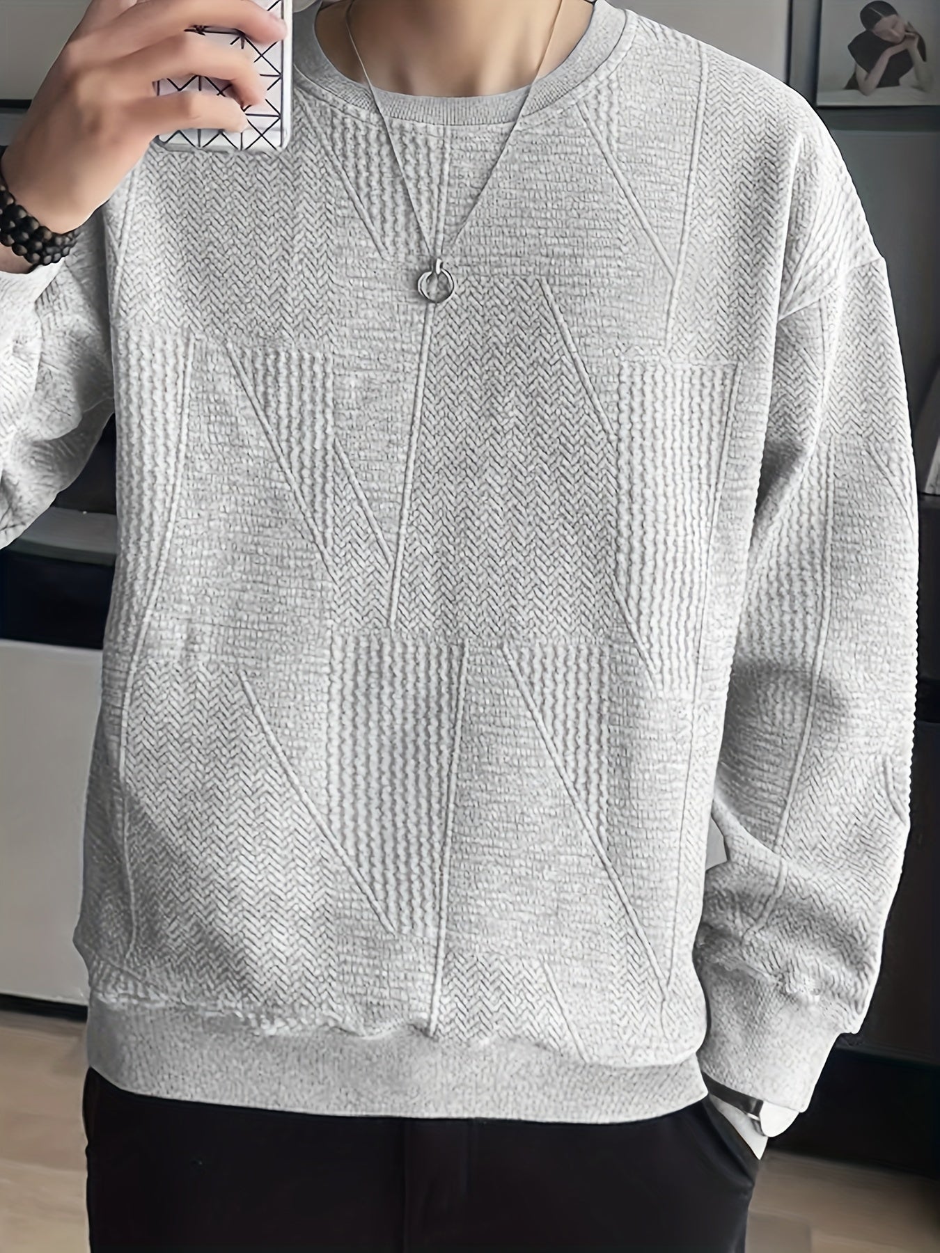 Men's Solid Pullover Sweatshirt - Perfect for Autumn, Winter, and Spring