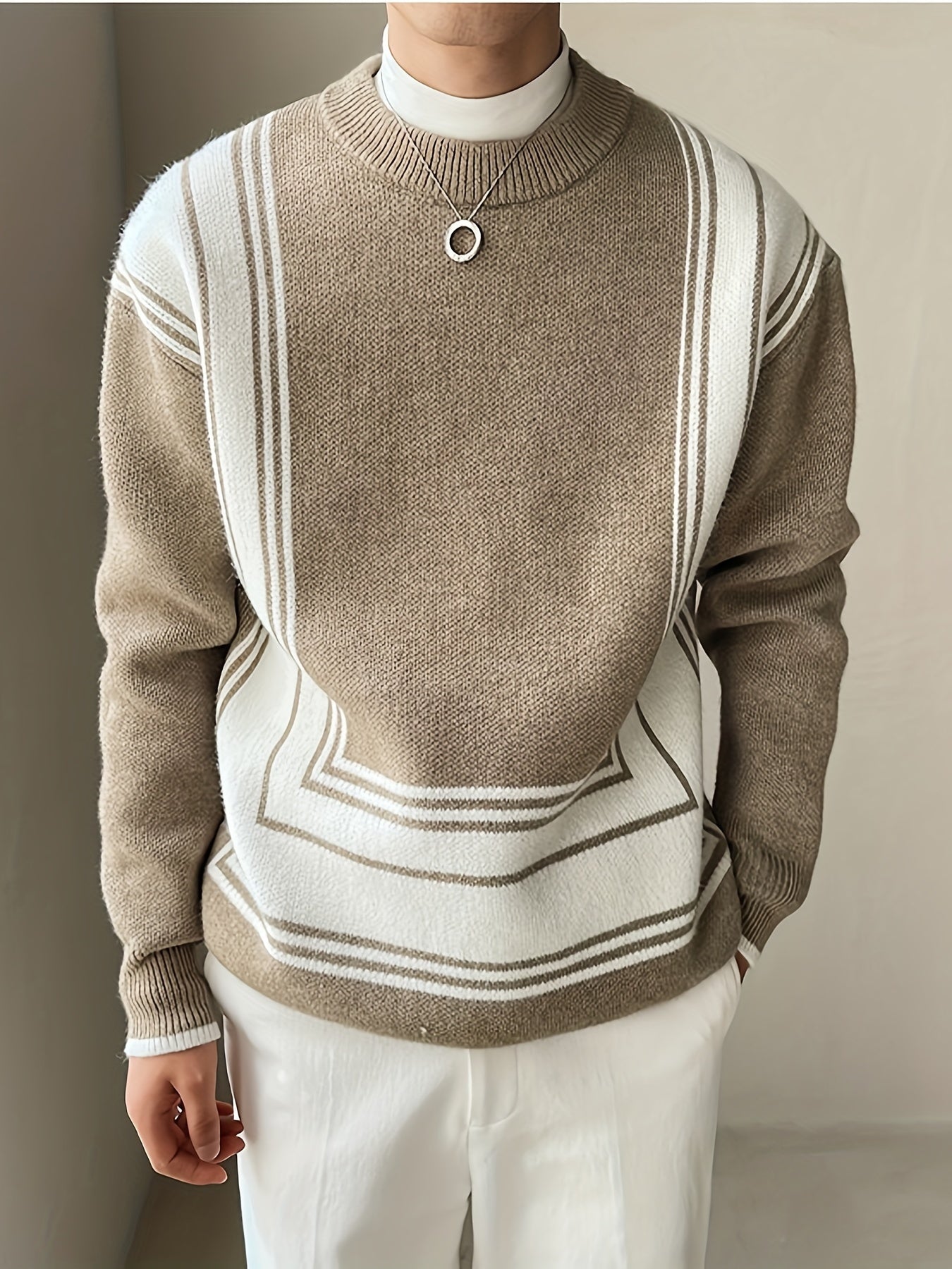 Color Block Knit Sweater - Breathable & Stylish