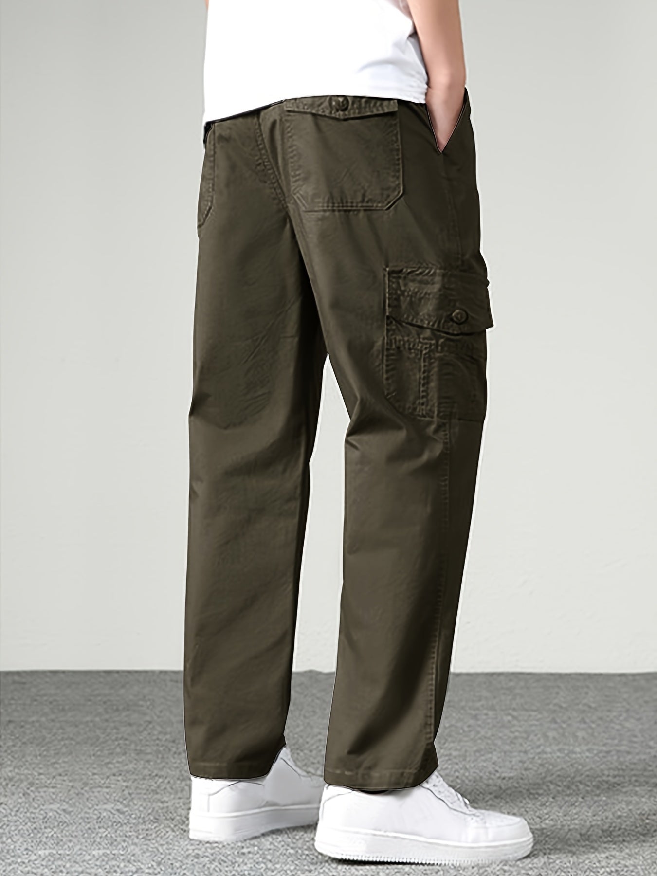 Vintage Men's Cargo Pants - Stylish Outdoor Bottoms with Pockets and Straight Leg