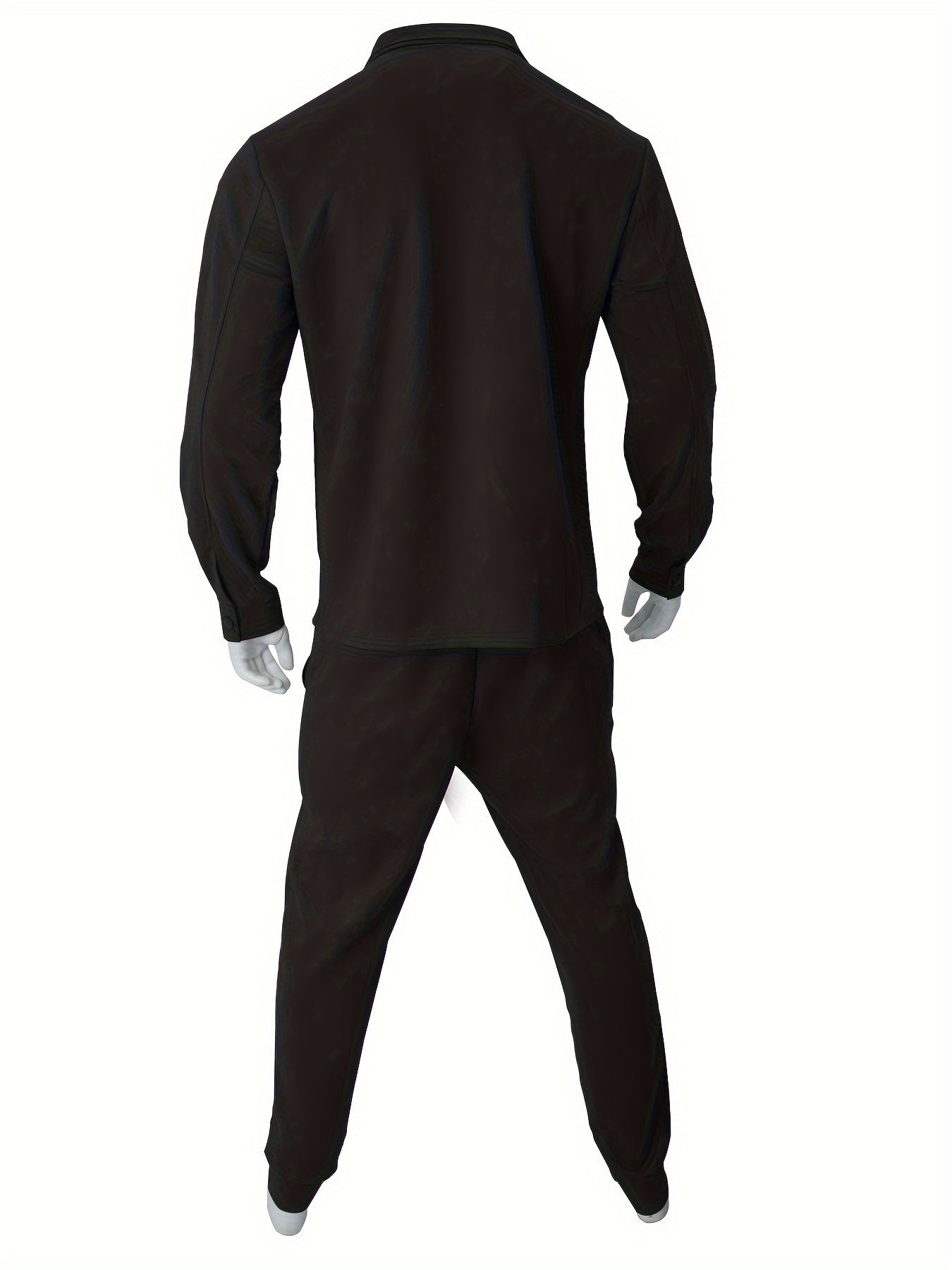 Versatile Men's 2-Piece Outfit Set: Solid Jacket + Drawstring Joggers