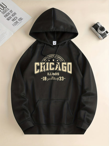 Chicago Hoodie with Kangaroo Pocket - Men's Casual Pullover