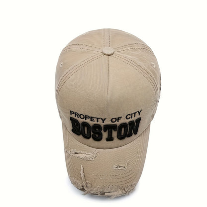 Street Baseball Cap: Broken Hole Design - 100% Cotton, Alphabet Pattern