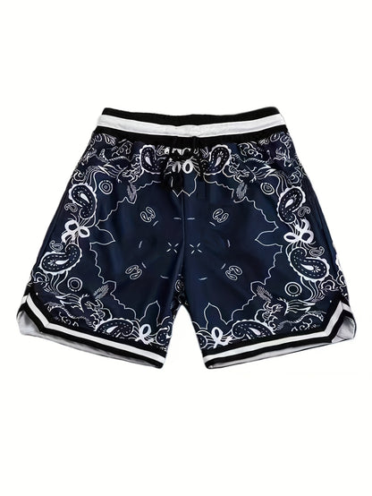 Outdoor Sport Shorts for Men - Paisley Print, Breathable & Stretchable