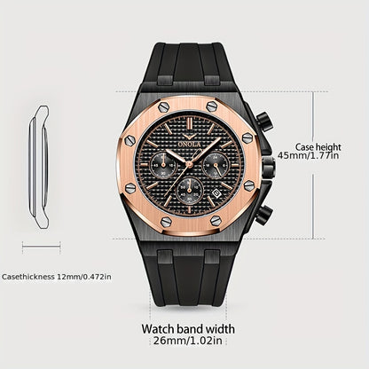 ONOLA Luxury Chronograph Watch for Men - Water Resistant Quartz with Stopwatch and Date Feature