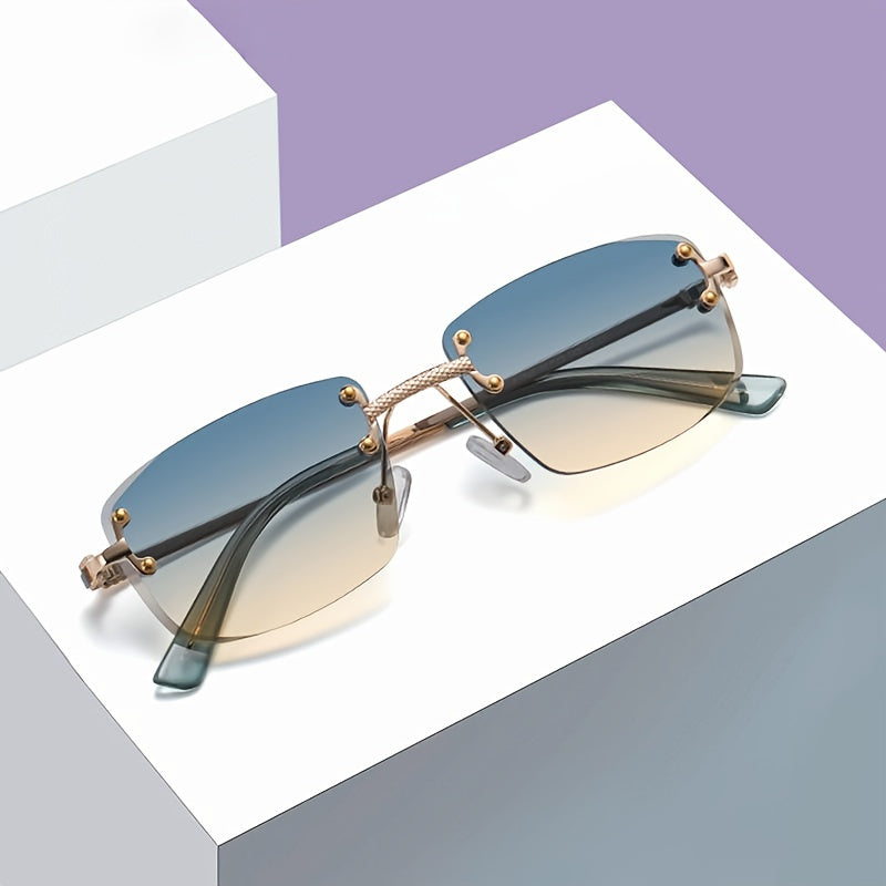 Gradient Mini Metal Square Sunglasses - UV400 Protection
