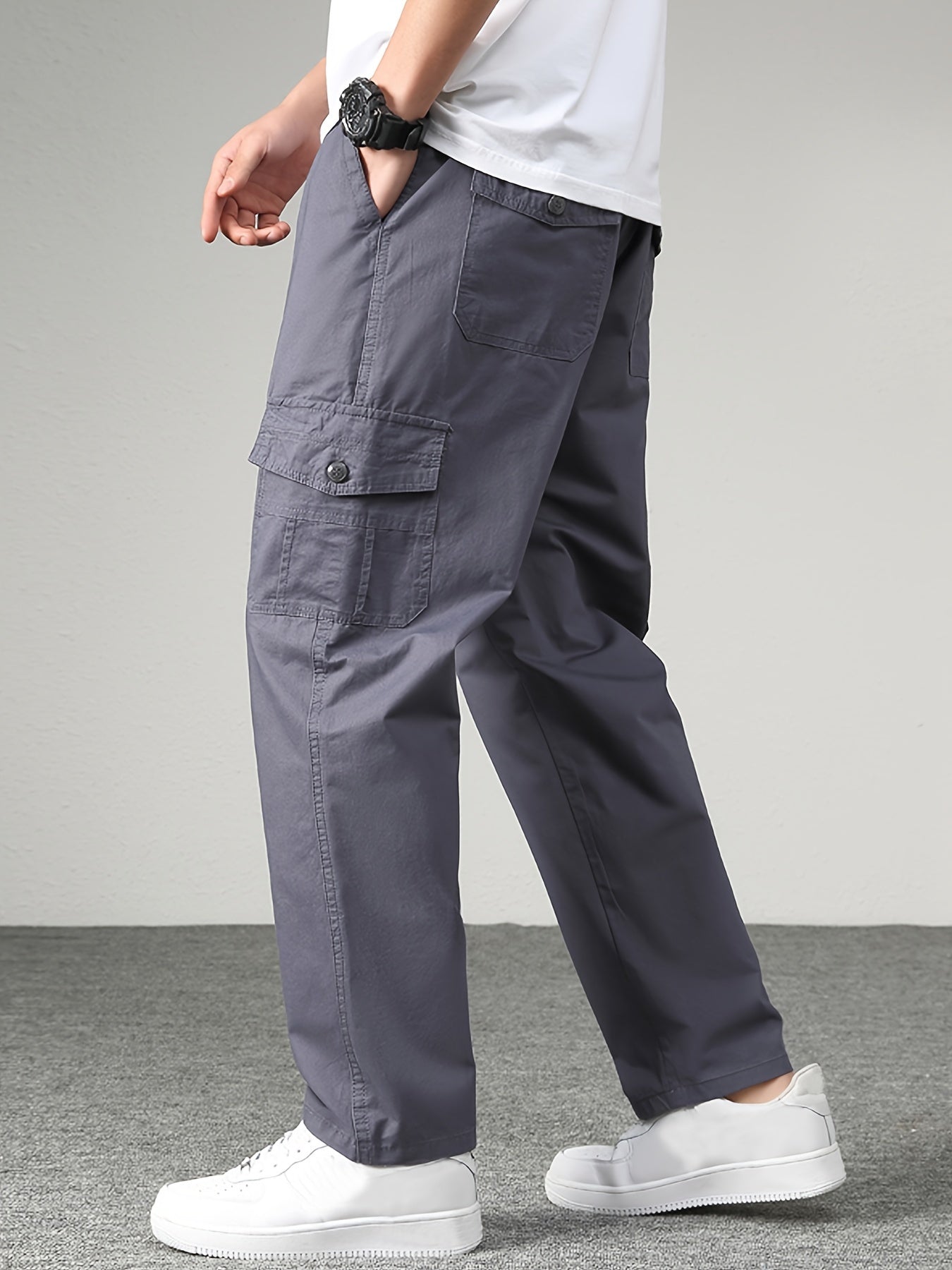 Vintage Men's Cargo Pants - Stylish Outdoor Bottoms with Pockets and Straight Leg