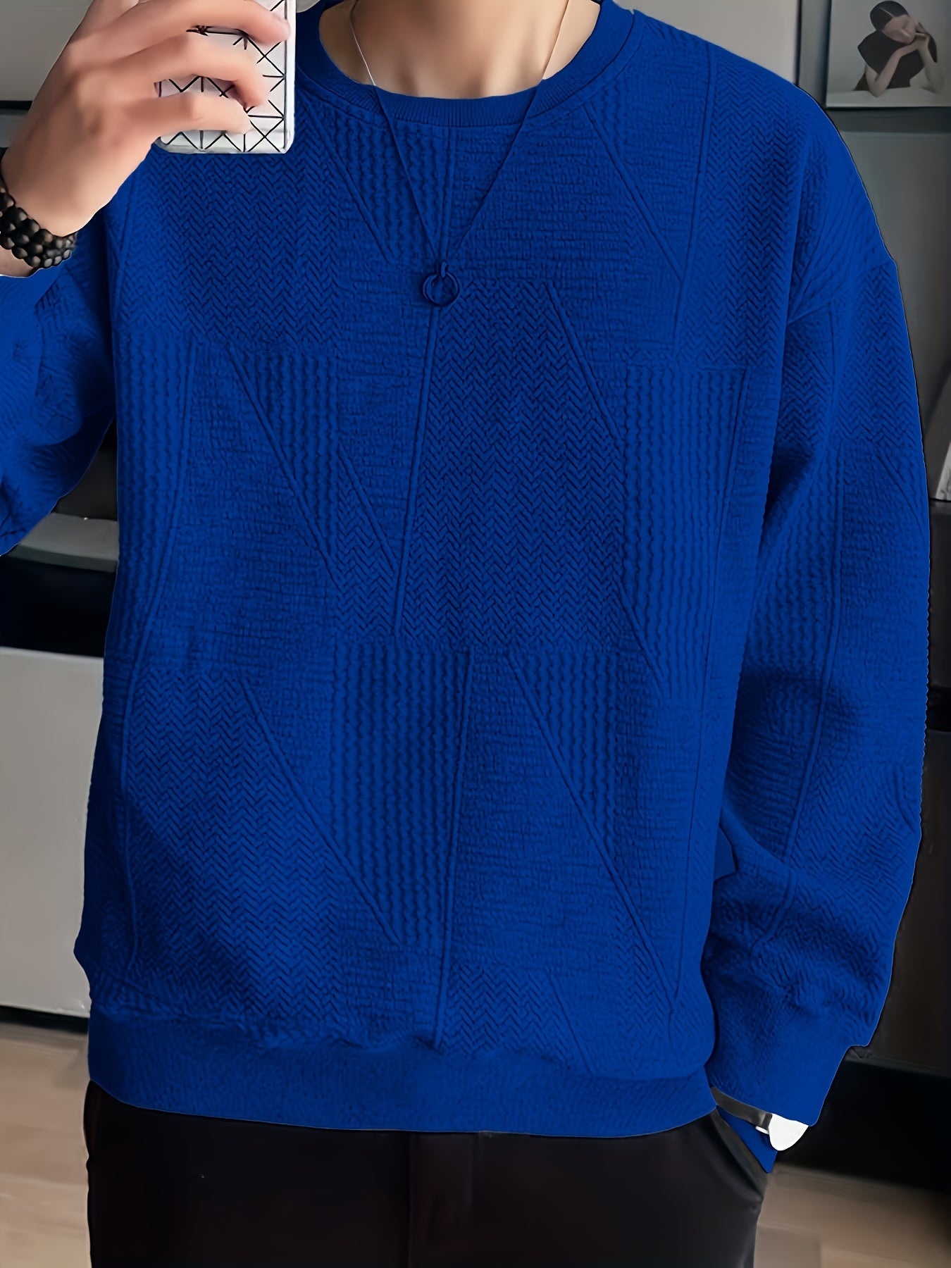 Men's Solid Pullover Sweatshirt - Perfect for Autumn, Winter, and Spring