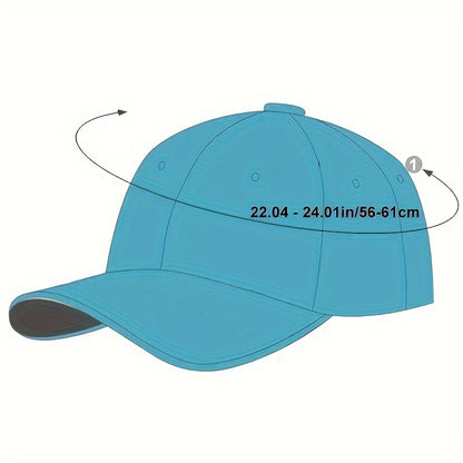 Black Baseball Cap with Sun Protection and Embroidery -Adjustable, Inelastic, Cotton Material