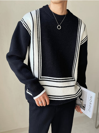 Color Block Knit Sweater - Breathable & Stylish