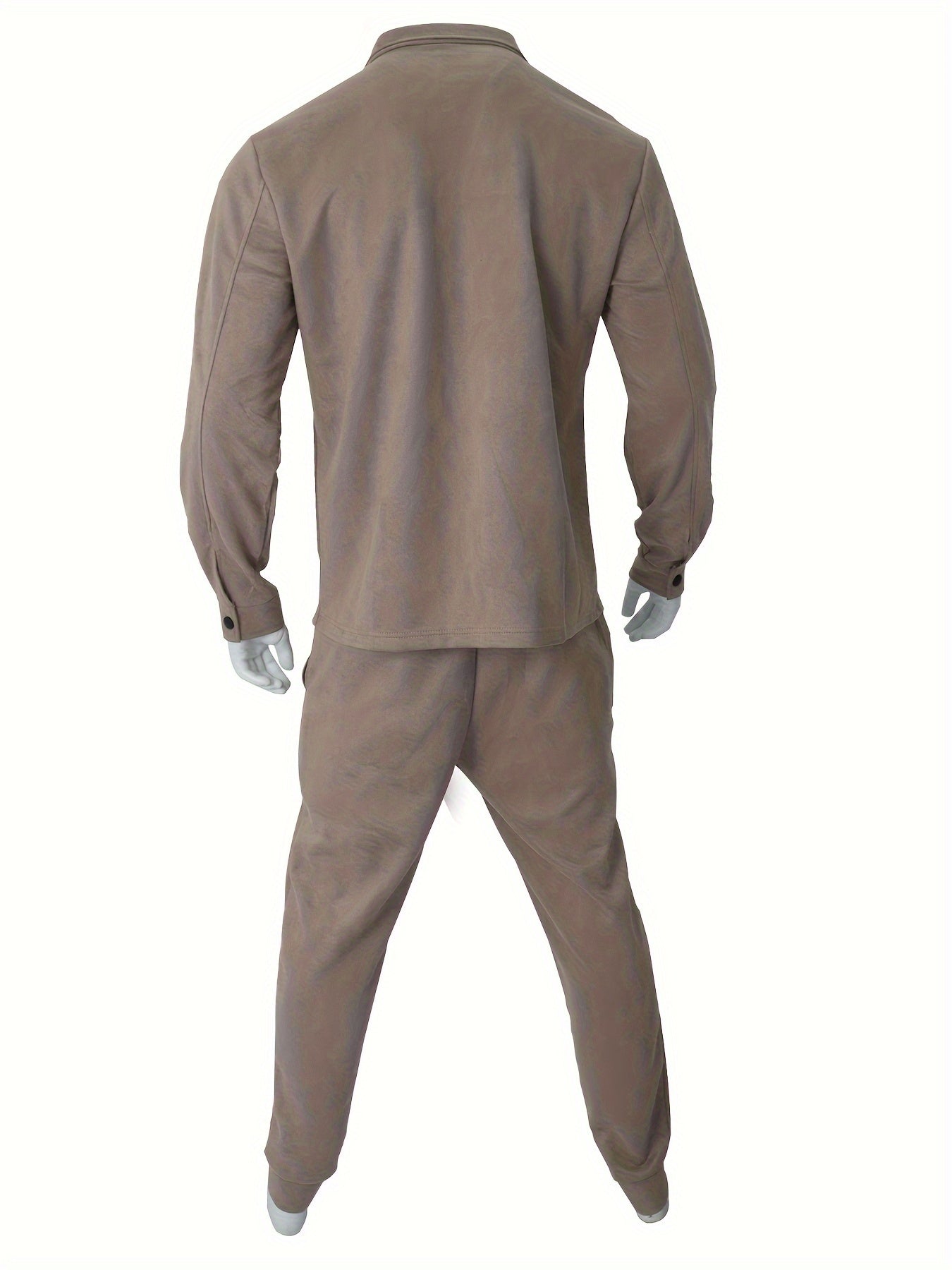 Versatile Men's 2-Piece Outfit Set: Solid Jacket + Drawstring Joggers