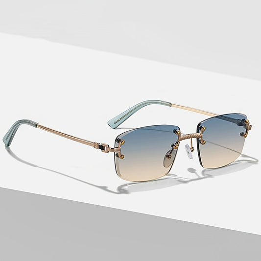 Gradient Mini Metal Square Sunglasses - UV400 Protection