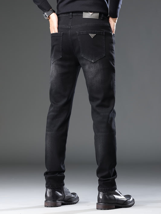 Premium Men's Slim Fit Jeans with Faded Wash and Multiple Pockets