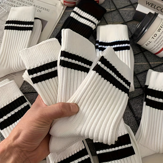 Comfortable Striped Socks - 7 Pairs for Fall & Winter | Polyester Blend | Breathable & Stylish