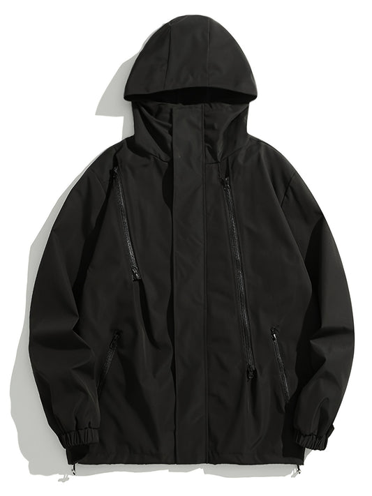 Waterproof Men's Hooded Jacket for Outdoor Activities - Breathable and Durable with Zipper Pockets